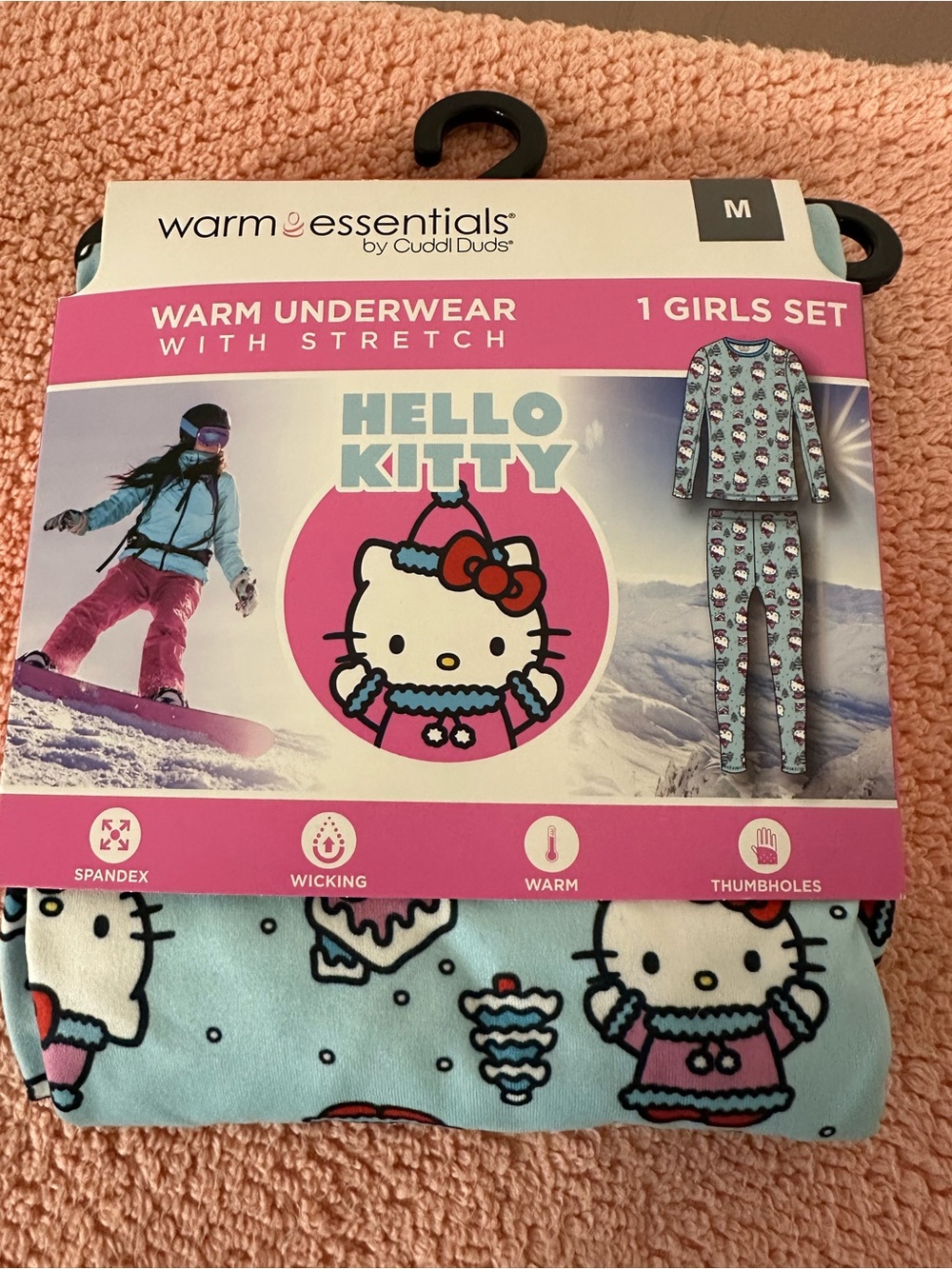 Hello Kitty Girls Light Blue & Pink Thermal Underwear Set by Warm Essentials